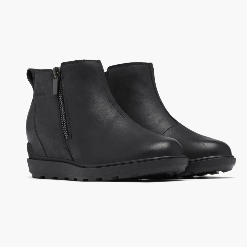 SOREL Evie II Zip Waterproof Ankle Boot Wedge Sz 6 Black NEW